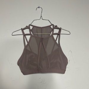 Reebok purple grey mesh strappy high neck sports bra size small